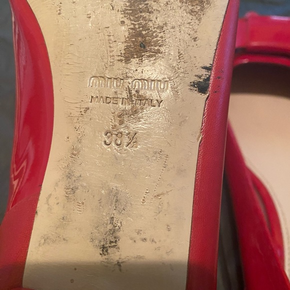 Miu Miu Red patent leather bow flats 38.5 - Picture 3 of 6